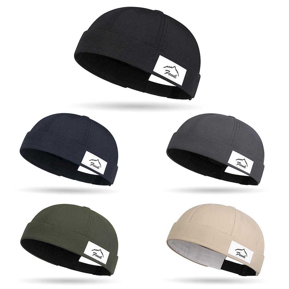 Thin Unisex Harbour Hat INS Fabric Label Trendy Skullcap Rolled Cuff Newsboy Cap for Men