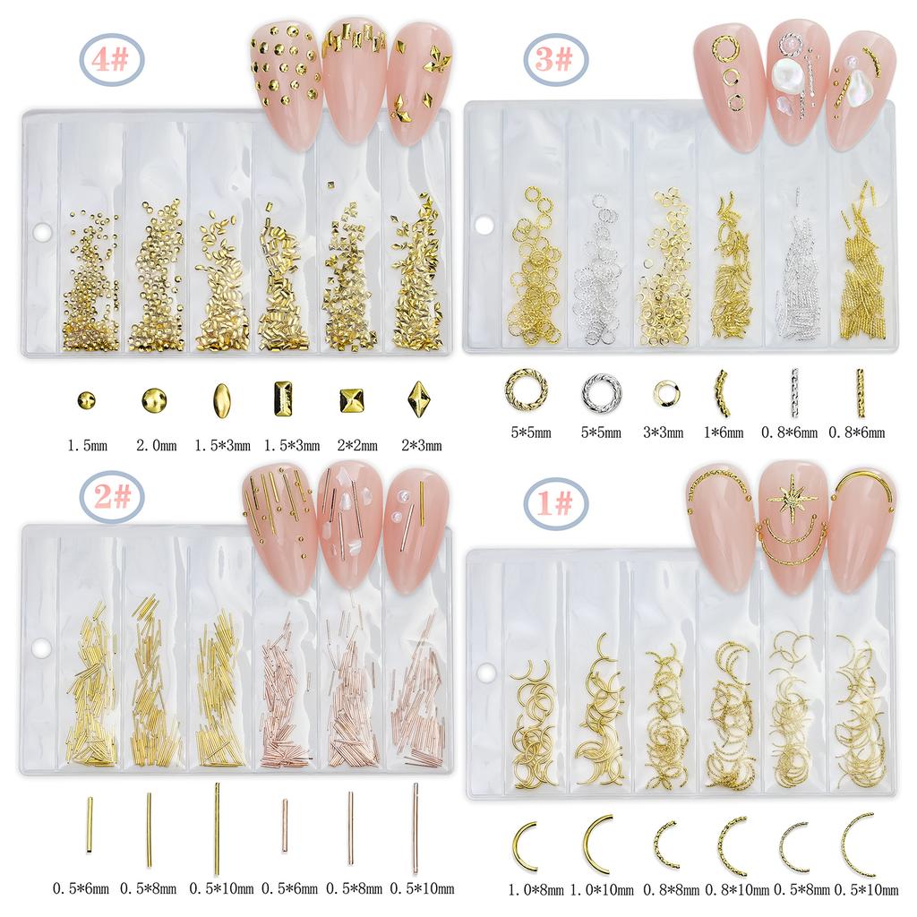 Metal Nail Art Studs 3D Metal Nail Art Jewelry Decorations Bow Heart Bubble Multi Shapes Nail Decoration Accessories
