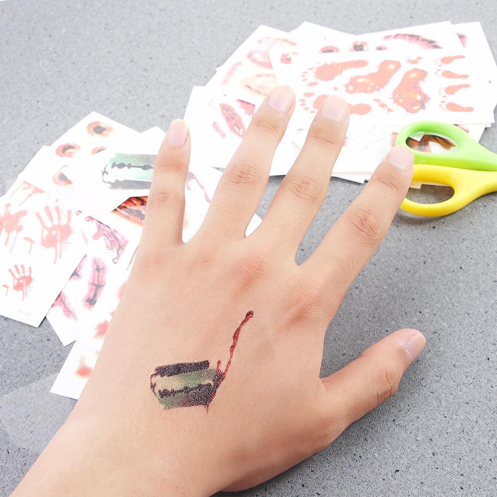 Horror Wound Party Body Art Horror Scar Halloween Tattoo Stickers Fake Tattoo Temporary Tattoos