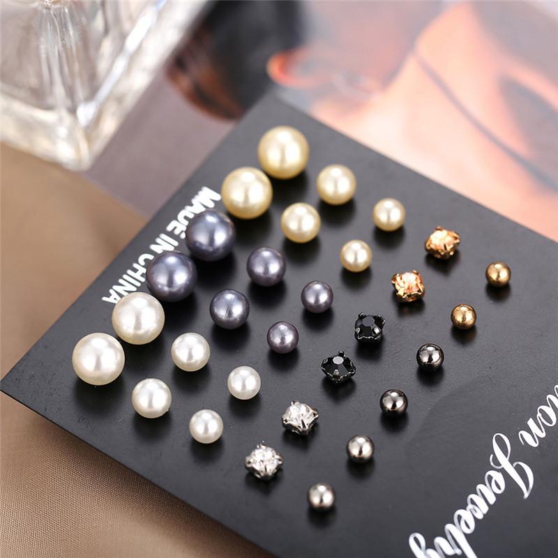 Small Simulation Pearl Earrings Set Women Korean Fashion Color Bead Stud Earring Jewelry
