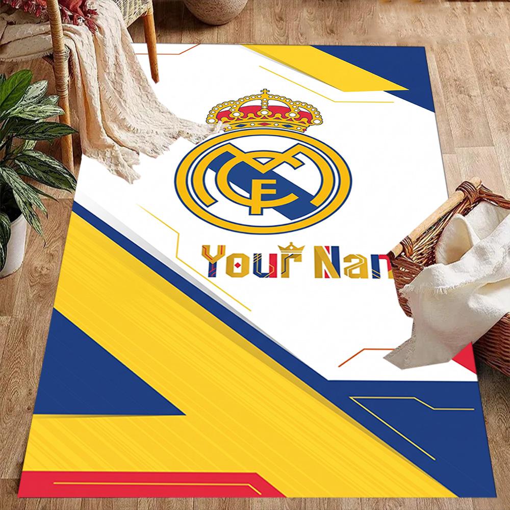 Real Madrid Club Customized Name Floor Mat Design for Playrooms Kitchen Study room Foyer Anti-slip Rug Anime Office Decor