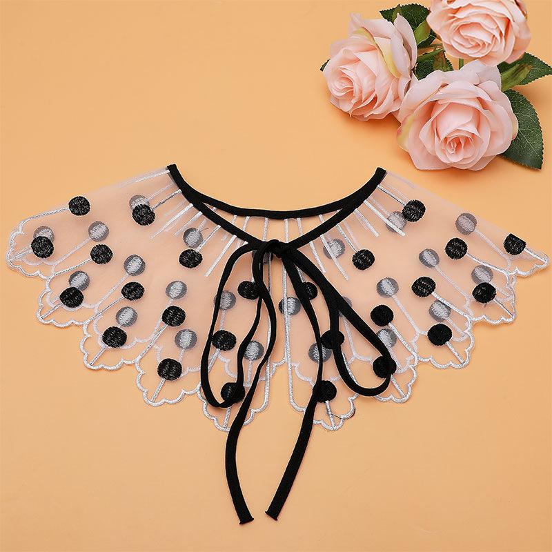 Lace Fake Collar Women Detachable Collars For Women False Collar Embroidery Floral Lolita Lapel Half Shirt Shawl Wrap Decoration