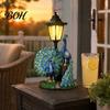 Peacock Outdoor Decor Solar Light Decor, Garden Statue with Lantern for Resin Yard Sculptures Patio Lawn Pathway Landscape Decoration, Gifts Mother's