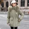Pie Overcome Women's Winter New Korean Version Waist Thin Hooded Big Fur Collar Velvet Cotton Jacket Cotton Coat