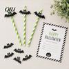 Glitter Decorative Straws 10PCS Disposable Paper Straws, with Halloween Theme Patterns, Odorless Party Photo Props Striped Drinking for