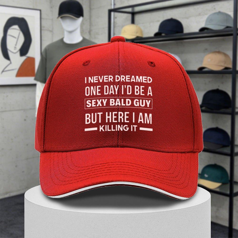 Funny Bald Unisex Printed Adjustable Baseball Cap for Unisex Women Daily Commute Travel Sports Fishing Gift