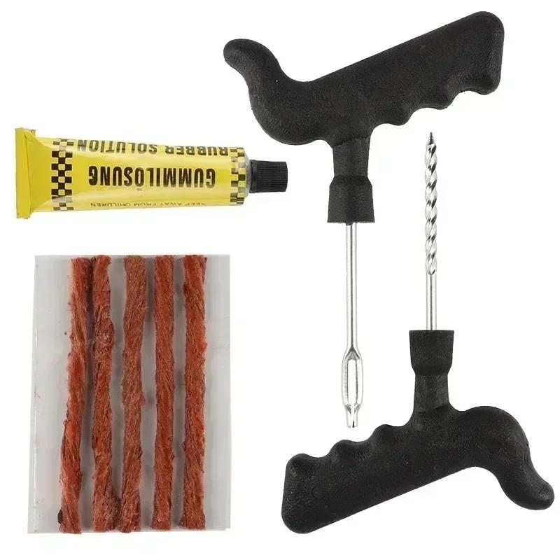 Car Tyre Tool Puncture Studding Plug Set Motorcycle Truck Vacuum Tire Repair Tool Kit with Rubber Strips Tubeless Repair Worldmu