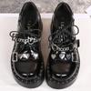 Женские туфли-лодочки Mary Jane Derby с металлическим украшением на платформе и плоском каблуке Женская обувь на танкетке Лолита Готика Харадзюку Панк Обувь