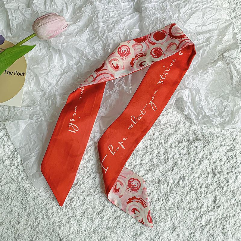 New Luxury Brand Model Small Silk Scarf for Women Hair Band Bag Handle Handbag Ribbon Scarf Neck Scarves Neckerchief