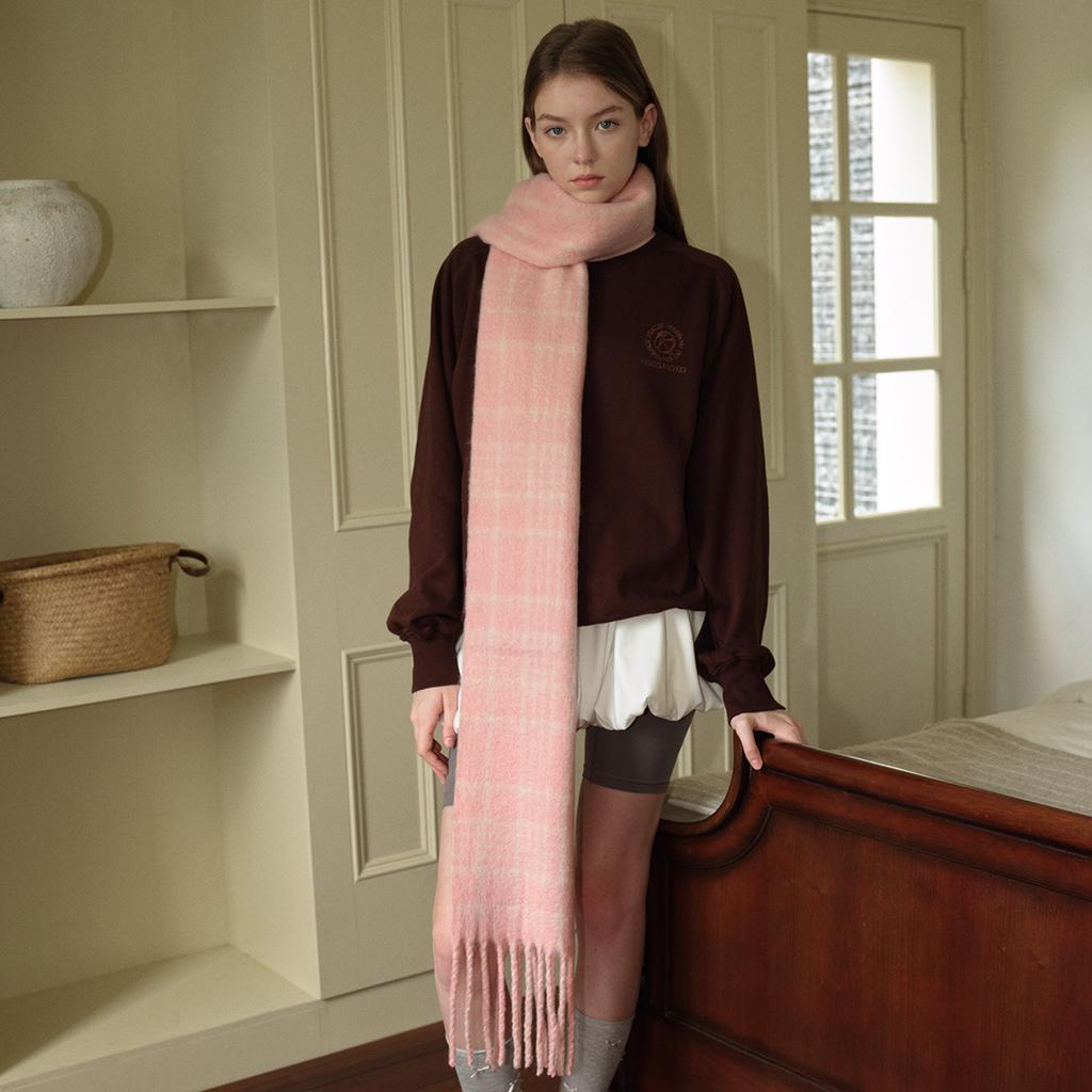 New Zealand Wool Blend Designer Red Plaid Scarf for Women Winter Korean Style Soft Scarf