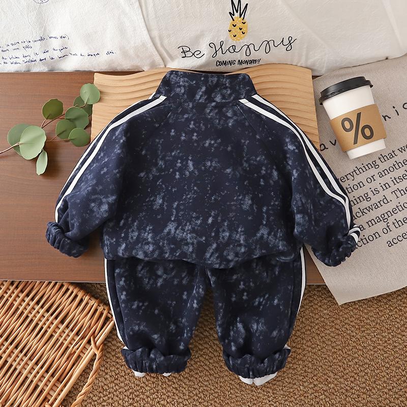 Boys' Long Sleeved Three Piece Set - Navy Blue Baseball Jersey - jacket+T-shirt+pants - Baby Fashion Clothing - Size S-3XL