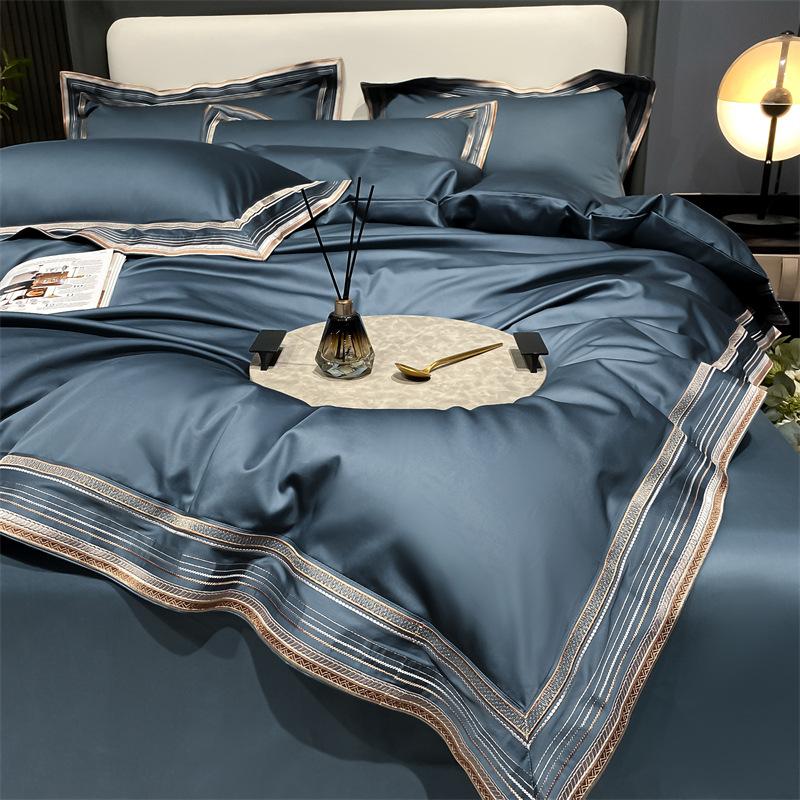 Постельное белье класса А из чистого хлопка, четыре предмета, хлопковый светильник, Роскошный хлопок с плотностью 200 ниток, вышитый пододеяльник, простыня на подкладке