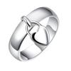 Women Ring Heart Shape Lock Polished Electroplated Alloy Geometric Pendant Colorfast Stainless Lady Anniversary Gift Wedding Ring