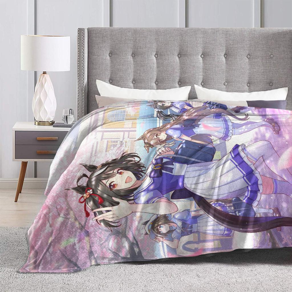 Uma Musume Pretty Derby Blanket Flannel Decoration Multifunction Lightweight Throw Blanket for Sofa Couch Quilt