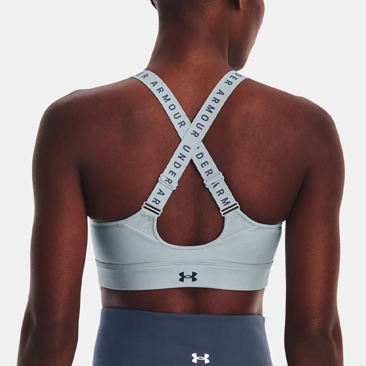 Under Armour Спортивный бюстгальтер Infinity U-образной формы с принтом логотипа, женский спортивный бюстгальтер Harbor-Blue 1373860-465