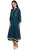 Bimba Women Blue Chic Style Tunic Indian Designer Kurta Kurti Boho Collar Neck Custom