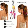 2pcs Rubber Band Headband Bohemian Feather Hair Extensions Twist Braid Ponytail  for Halloween