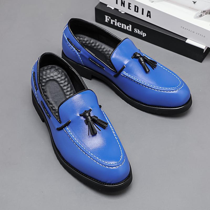 Мода Новые Мужские Очаровательные Остроносые Сине-Зеленые Кисточки Повседневная Обувь Мужская Нарядная Свадебная Выпускная Вечерняя Обувь Лоферы Обувь Zapatos Hombre
