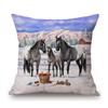 Horse Oil Painting Home Modern Decoration Art Cotton Linen Sofa Throw Pillow Case Lovely Mane Foal Pony Car Seat Cushion Cover