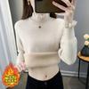 Осень и зима новый высококачественный интегрированный флисовый свитер женский полуприлегающий с высоким горлом утолщенный вязаный базовый топ женский