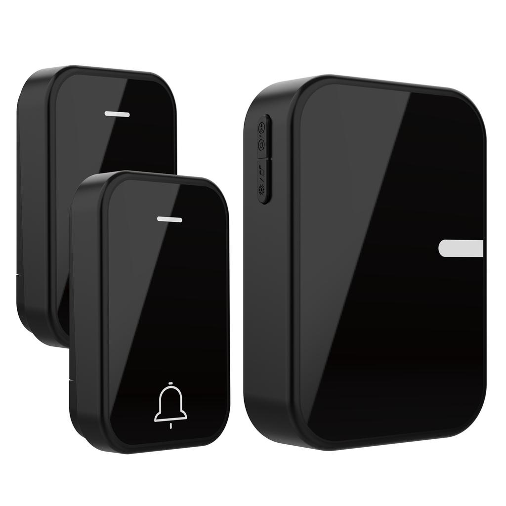 Черное зеркало Батарейный беспроводной дверной звонок Бытовой цифровой пульт дистанционного управления Музыкальный дверной звонок Дальнего действия Бипер для пожилых