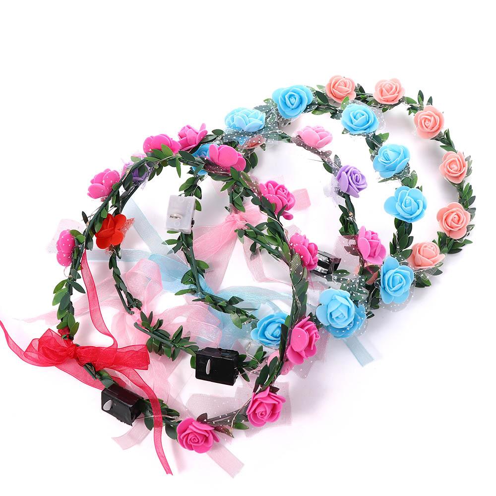 Headwear Foam Party Wreath Decoration Women Headwear LED Light Garland Crown Flower Headband