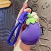 Eggplant PU Leather Bag Pendant Cartoon Car Keyring Creative Vegetable Keychain  Girl/Boy