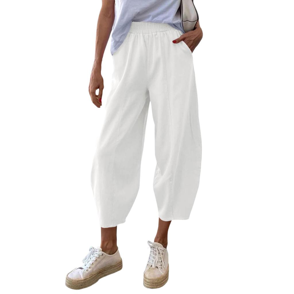 Women's Solid Color Pleated Waist Loose Wide Leg Straight Leg Pants