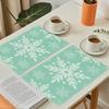 Set of 4pcs Winter Placemats 12X18inch Polyester, No Embroidery or Fringe, Snowflake Design for Holiday Use