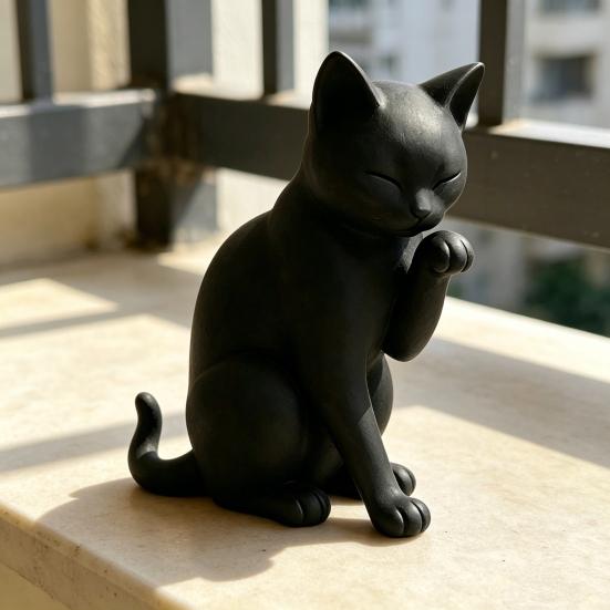 Модель Черной Кошки, Миниатюрное Украшение в Форме Кошки, 3D-печатная Матовая Черная Декоративная Фигурка для Рабочего Стола, Прихожей, Спальни