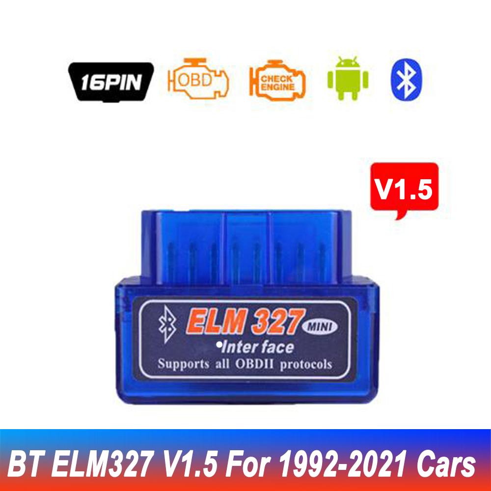 Мини ELM327 Bluetooth V1.5 для Android Torque OBD 2 Интерфейс OBD2 Сканер Протоколы OBDII Считыватель кодов Автомобильный диагностический сканер неисправностей