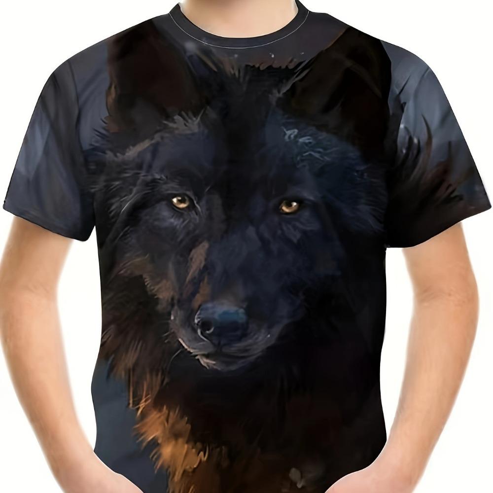 Children's Clothing Boys Tshirt Short Sleeve Cool 3D Wolf Print Kids Summer Clothes Stylish Streetwear Round Neck Girl Clothes