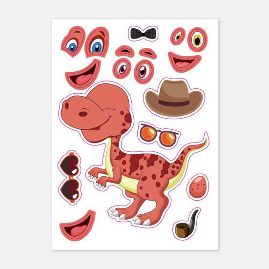 12 шт. детский набор, свой собственный стикер с динозавром, мультяшная игрушка-макияж, сделай сам, образовательная школьная награда