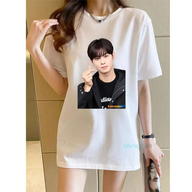 Korea Singer Top Kpop Tshirts Vintage Unisexs Tshirt Gift Idea Unisex Clothing Funny Graphic Tops Cha Eun Woo Y2k Clothes