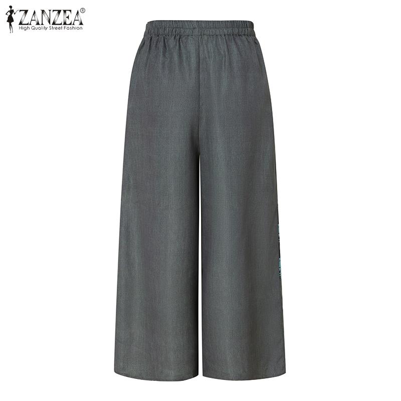 ZANZEA Женские повседневные свободные брюки в стиле пэчворк с эластичной резинкой на талии