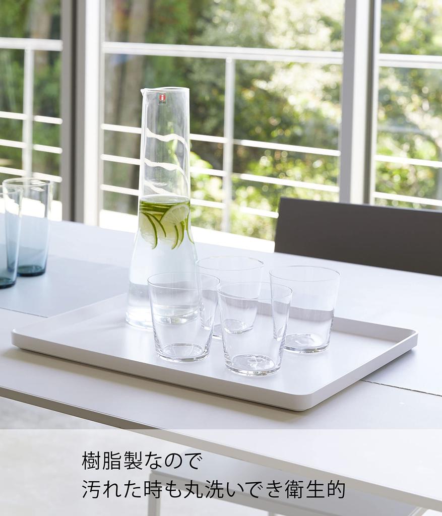 Yamazaki Industries 4294 Tray White Approx. W40XD30XH2cm Tower Tower Tray Obon Square Placemat Simple