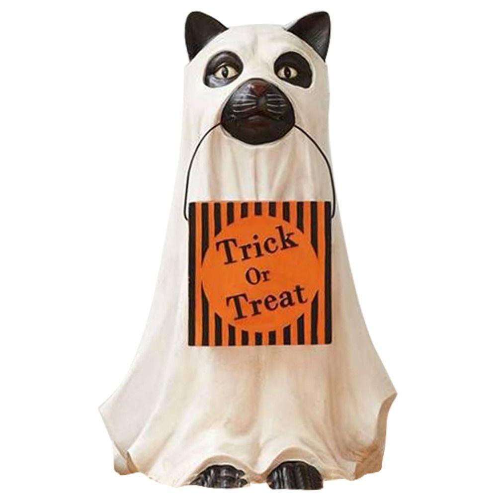 Resin Halloween Dog Elf Candy Bowl Cat Snack Storage Props Sweets Holder Christmas