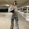 Streetwear Y2K Women Trousers Sexy Autumn Zebra Print Wide Leg Pants Women High Waist Fashion Casual Trousers Female  16395