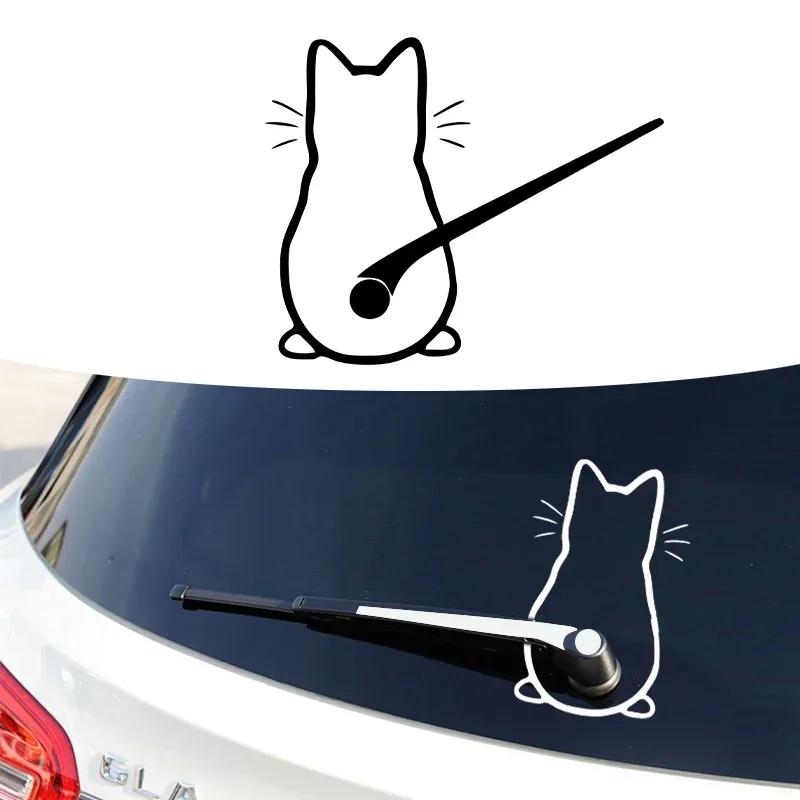 Funny Moving Cat Tail Decals Art Design Car Rear Window Vinyl Declas Creative Vehicle Windshield Cute Animal Ornament