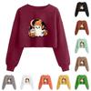 Women's Fashion Halloween Printed Navel-Exposed Long Sleeve Pullover Sweatshirt