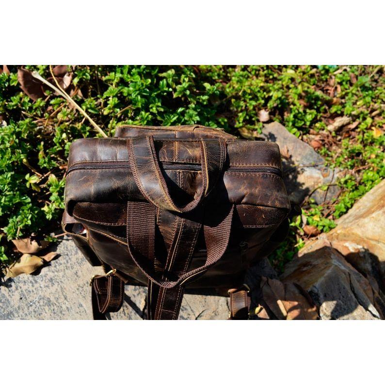 Кожаный рюкзак 17 дюймов, дорожный рюкзак, винтажная сумка для ноутбука, туристический школьный рюкзак для колледжа, уличный рюкзак на плечо для мужчин и женщин