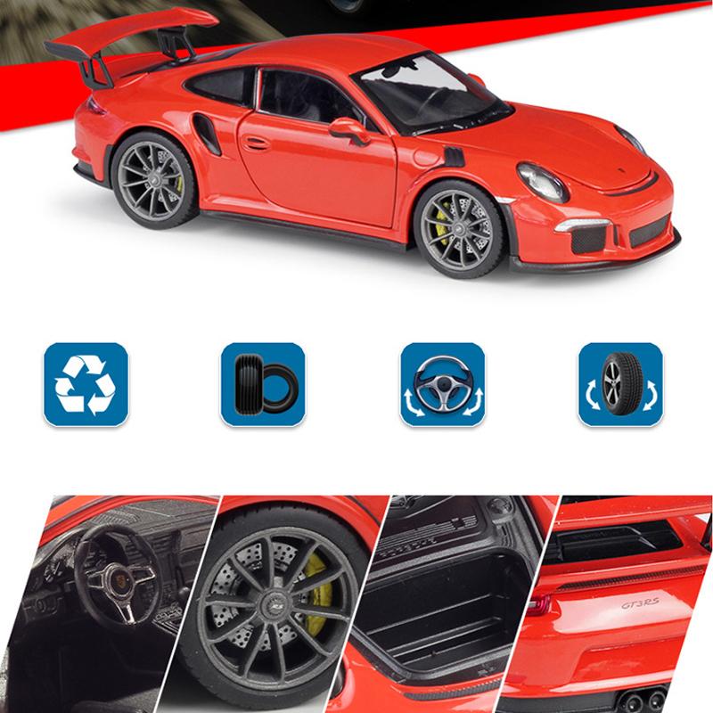 1/24 WELLY Porsche 911 GT3 RS, модель спортивного автомобиля из сплава, литая под давлением металлическая игрушка, модель гоночного автомобиля, коллекция высокой имитации, подарок для детей