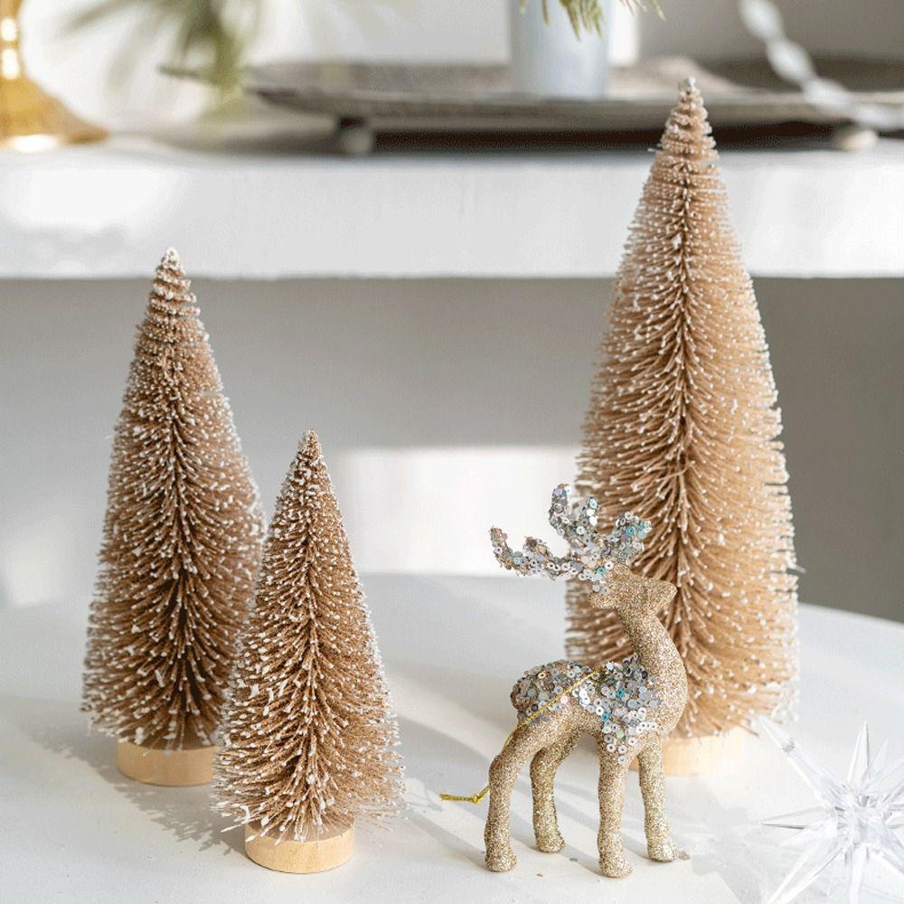 15/20/25cm Christmas Small Snowy Tree Plastic Artificial Pine Tree  Hotel Office Decor