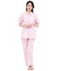 SAZAC Sleepy Hello Kitty Shirt Cotton Short Sleeve and Long Pants Set Pajamas, 100% Broadcloth, Women's (Pink/M/SAN1945)