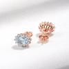 Серьги Диана из стерлингового серебра 925 пробы, драгоценный камень, синий топаз, роскошные серьги-гвоздики с покрытием из розового золота для женщин, свадебные обещания, изящные ювелирные изделия