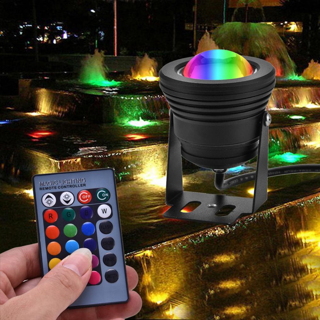 12В 10Вт RGB Светодиодная лампа для аквариума, бассейна, сада, подводная, черная