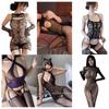 Sexy lingerie tight sexy suit uniform seduction women's transparent open crotch mesh one-piece stockings mesh