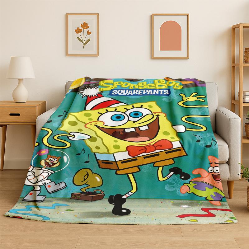Cartoon SSpongeBob Patrick Star Flannel Blanket Soft Warm Throw Blanket for Bedroom Living Room Bed Travel Camping Picnic Kid
