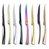 6-Piece Colorful 18/10 Stainless Steel Mirror Cutlery Dinnerware Meat Fish Knife Serrated Steak Knife Serving Black Utensil Set