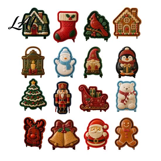 Christmas Cookie Cutters Mini Pie Mold for Hand Pies Holiday Gingerbread Man House Santa Claus Dough Stamp Baking Press Tools Pastry Cookies,